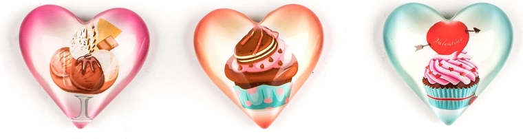 Magnesy Hearts – zestaw 3 ozdobnych magnesów na lodówkę