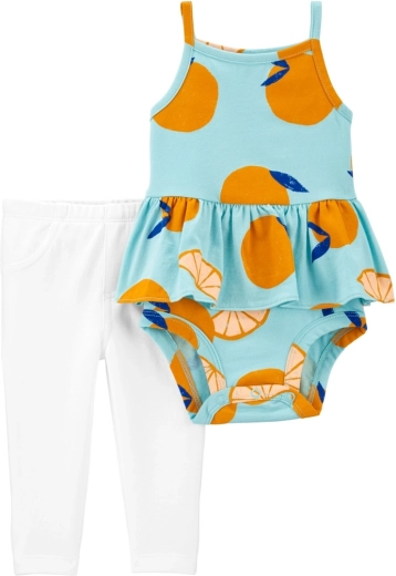 Carter's 2-częściowy zestaw – body na ramiączkach i legginsy blue orange dla dziewczynki (6 m)
