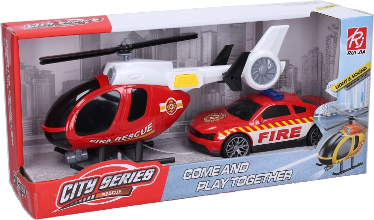 Helikopter strażacki z efektami i samochodem