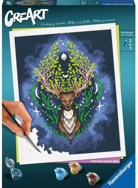Creart pixie cold: mistyczny jeleń malowanie po numerach 24 × 30 cm