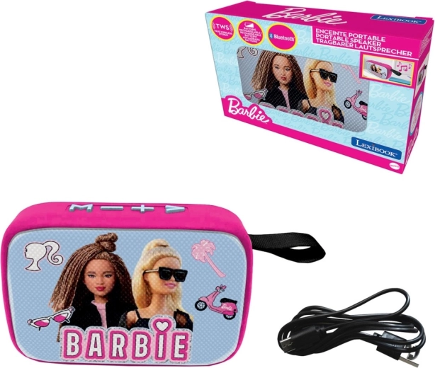 Przenośny głośnik Bluetooth LEXIBOOK Barbie z materiałową powierzchnią