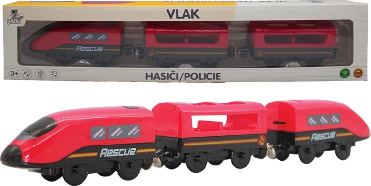 Babu pociąg strażacki z magnetycznymi wagonami na baterie