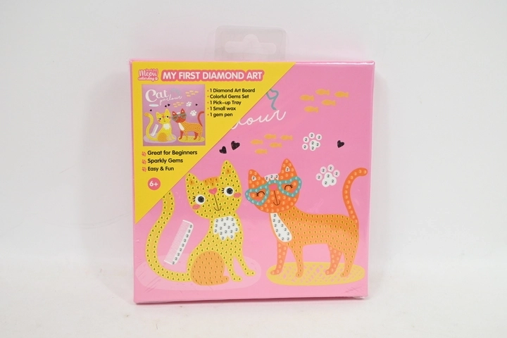 STNUX diamentowy obrazek z kociętami na różowym tle 15 × 15 cm - 1 sztuka