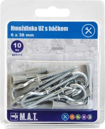 Kotwanka węzłowa z hakiem 6×38 mm, biały cynk (10 szt.)
