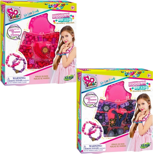 Tasia zestaw drewnianych koralików do bransoletek, 2 warianty