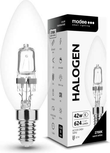Modee żarówka halogenowa Candle C35 42 W E14, 624 lm, ciepła biel