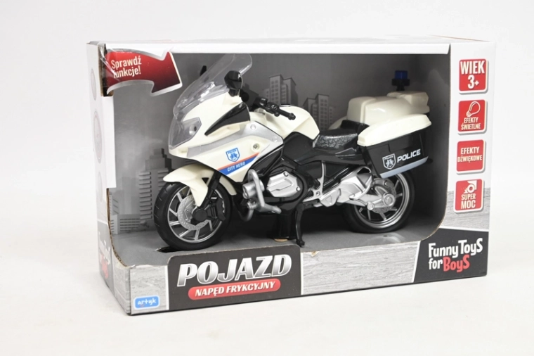 Policyjny motocykl z napędem ciernym ze światłem i dźwiękiem
