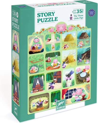 Puzzle fabularne Djeco Trzy małe świnki, 35 elementów