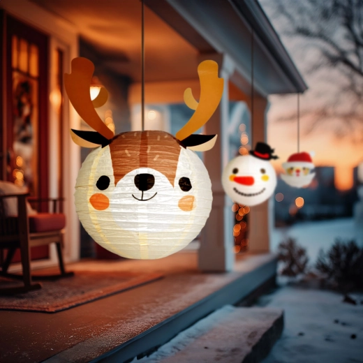 Bożonarodzeniowy papierowy lampion renifer 30 cm