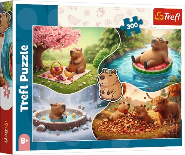 Puzzle 300 elementów Cztery pory roku z kapibarami