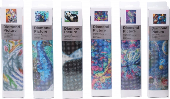 Kreatywny zestaw diamond painting 30 × 40 cm – miks motywów
