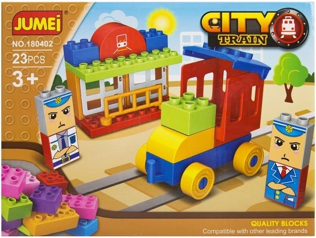 Klocki konstrukcyjne Jumei city pociąg 23 elementy 26 × 19 cm - 1 sztuka