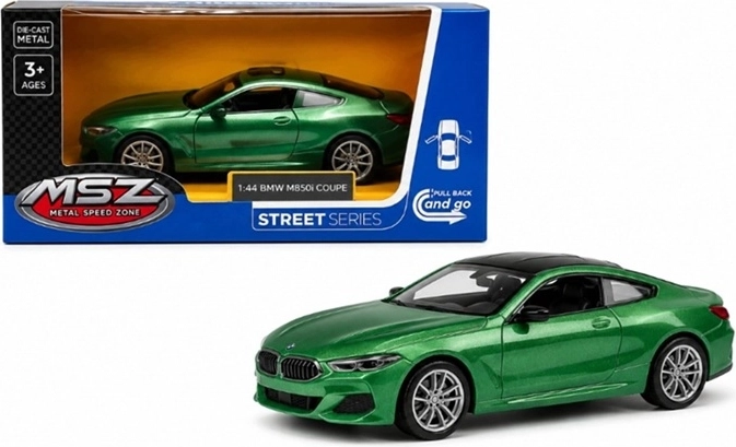 Model samochodu BMW M850i Coupé z efektami świetlnymi i dźwiękowymi, zielony