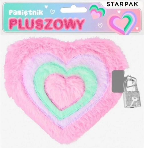 Pluszowy pamiętnik w kształcie serca na zamek