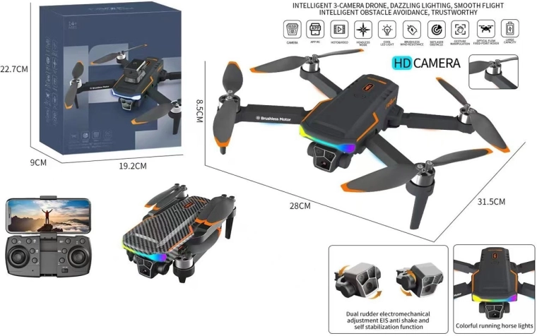 Dron z kamerą HD sterowany zdalnie, składany quadkopter z aplikacją