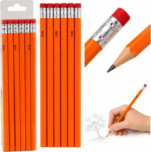 Zestaw ołówków 2HB z gumką do mazania, 12 szt.