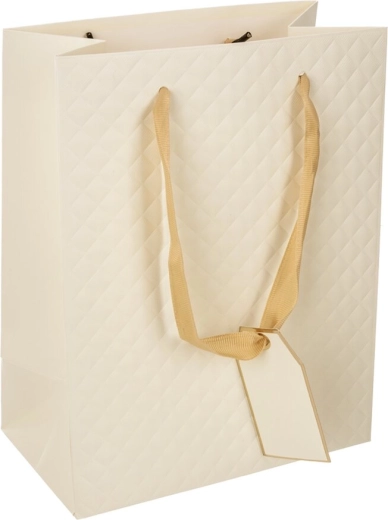 Beżowa papierowa torba prezentowa Quilt 18 × 10 × 23 cm