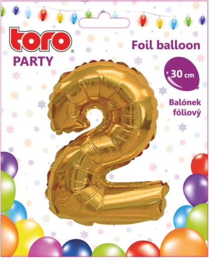 Balon foliowy cyfra 2 30 cm złoty TORO