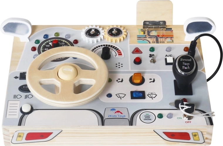 Interaktywna drewniana tablica aktywności Auto dla dzieci