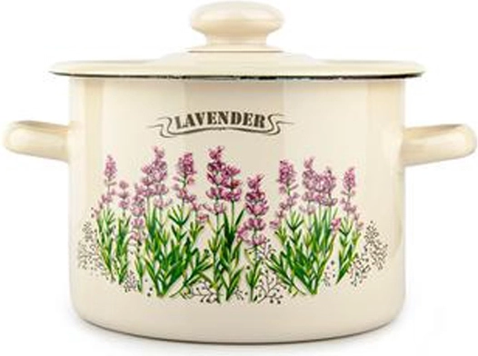 Emaliowany garnek z pokrywką 2 l Lawenda