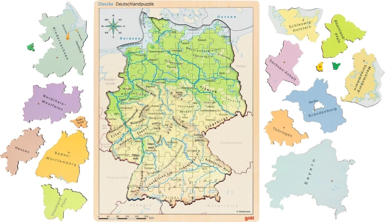 Goki edukacyjne drewniane puzzle Niemcy