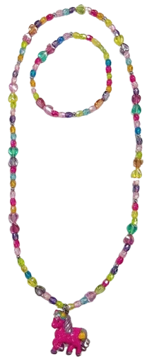 Zestaw biżuterii z zawieszką różowy konik