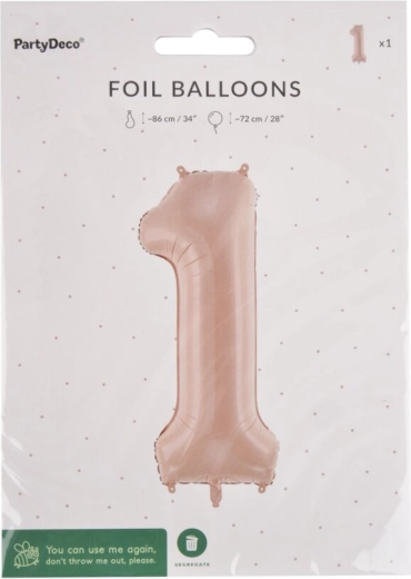 Foliowy balon cyfra 1 beżowy 72 cm