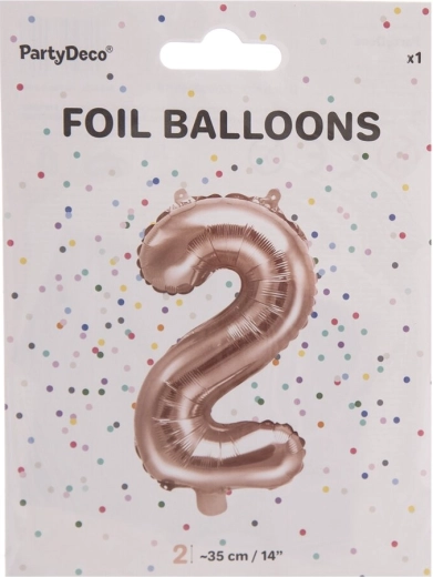 Balon foliowy cyfra 2 perłowy różowy 35 cm