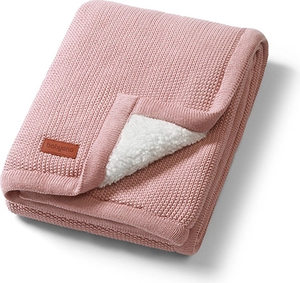 Babyono bawełniany kocyk z podszyciem z polaru sherpa 75 × 100 cm różowy