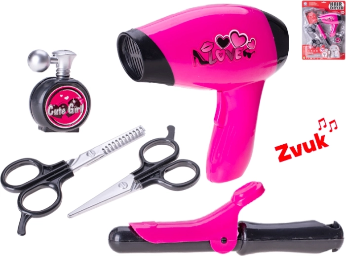 Zestaw fryzjerski z suszarką na baterie i akcesoriami dla dzieci