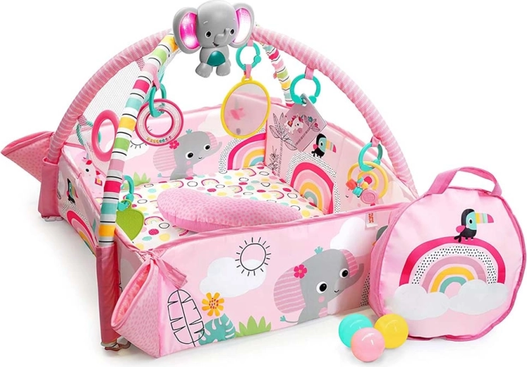 Bright Starts mata edukacyjna 5 w 1 PiP Your Way Ball Play Rainbow Tropics