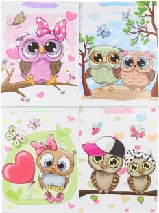 Torebka prezentowa z motywem sówek 31 × 42 × 12 cm