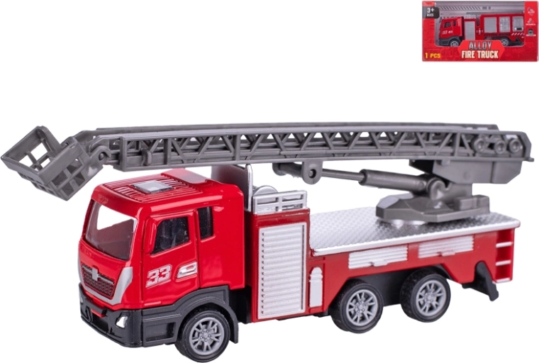 Metalowy wóz strażacki 12 cm z napędem typu pull-back