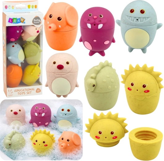 Zestaw sensorycznych zabawek do kąpieli – miękkie gumowe figurki zwierzątek, 6 szt.