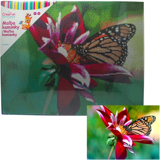 Malowanie diamentowe – motyl i kwiat 40 × 50 cm