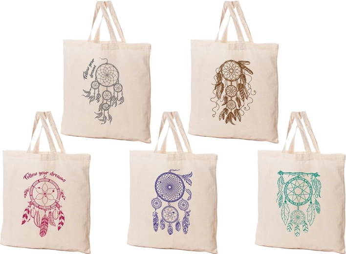 Bawełniana torba na zakupy Łapacz snów 42 × 42 cm, kremowa