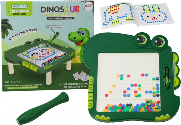 Magnetyczna tablica edukacyjna Dinozaur - Zielona z koralikami