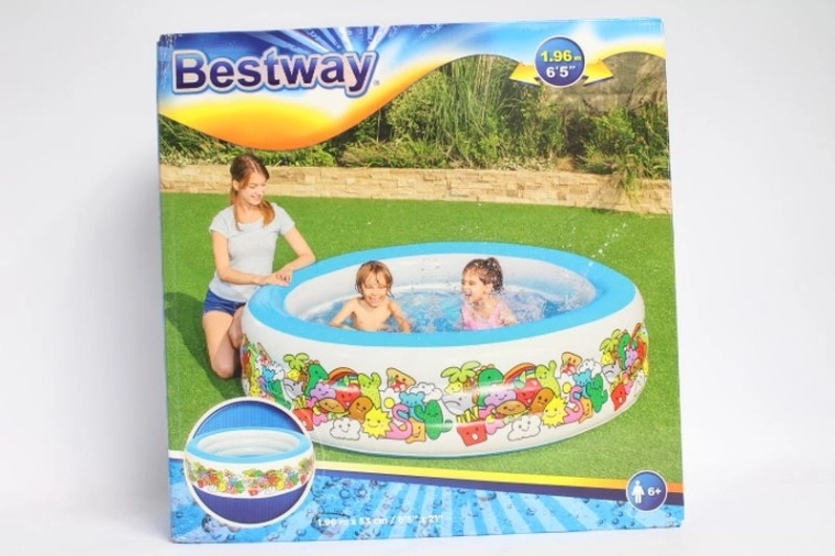Dmuchany basen dziecięcy Bestway 196 × 53 cm z kolorowym motywem