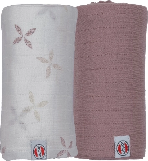Lodger swaddler Solid matcha powder/rose 110 × 110 cm, zestaw 2 szt.