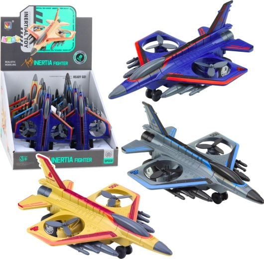 Wojskowy odrzutowiec z napędem ciernym i obracającymi się śmigłami