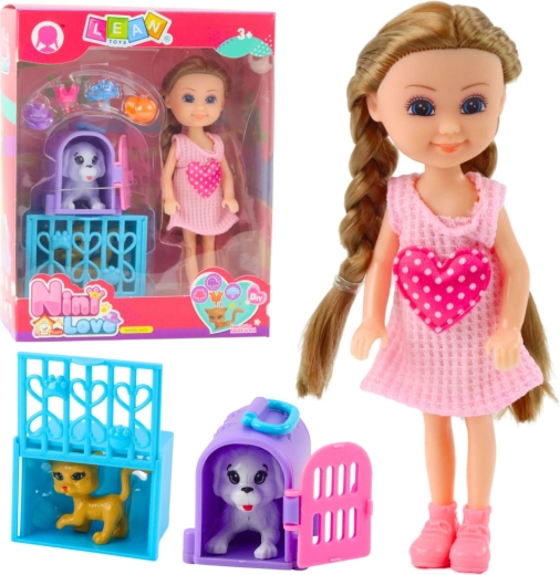 Mini lalka z wózkiem i kotkami