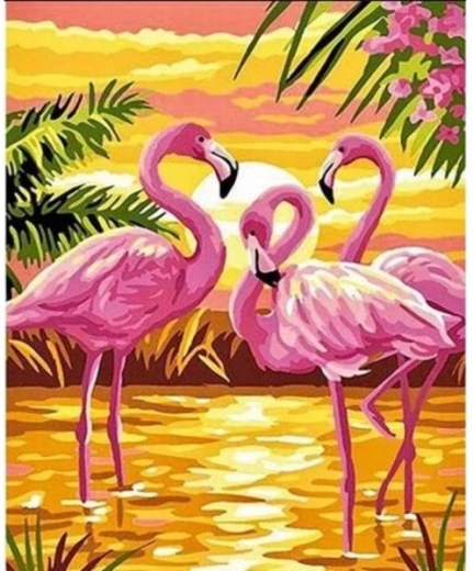 Malowanie po numerach na ramie 40 × 50 cm – różowe flamingi