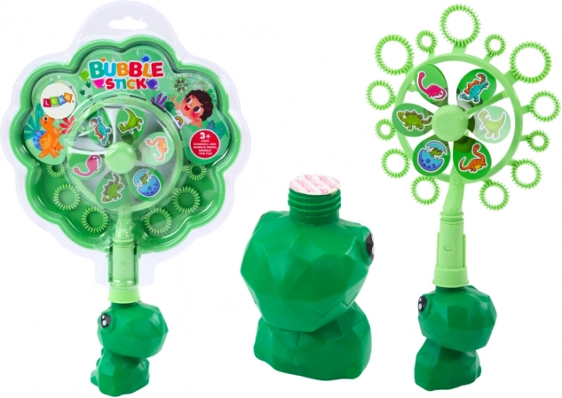 Bublifuk z wiatraczkiem dinozaur z zieloną miseczką