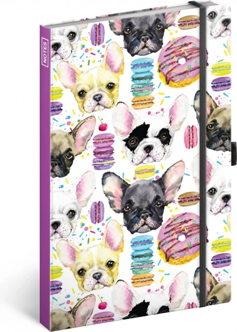 NOTIQUE Notes Buldogi, w linie, 13 × 21 cm