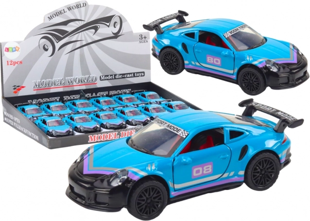 Metalowy sportowy samochodzik 1:32 z napędem inercyjnym – turkusowy