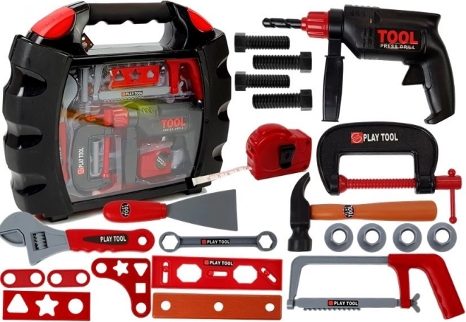 Dziecięca walizka z narzędziami dla małych majsterkowiczów – czarna