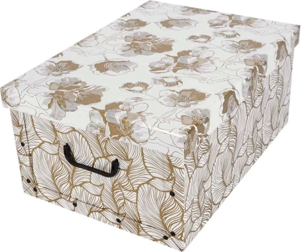 Kartonowe pudełko do przechowywania MAXI złote kwiaty sakury