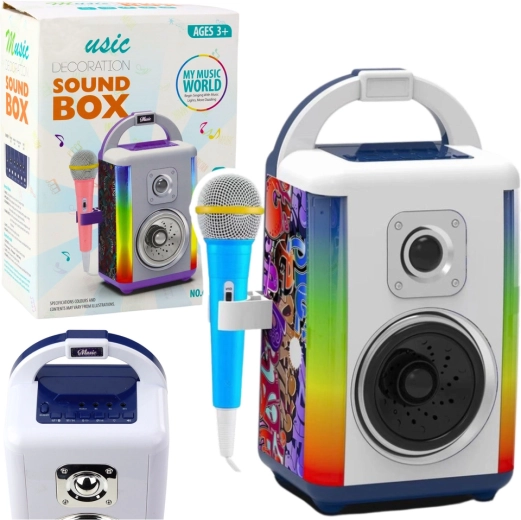 Dziecięcy zestaw muzyczny Sound Box z mikrofonem, Bluetooth i światłami LED
