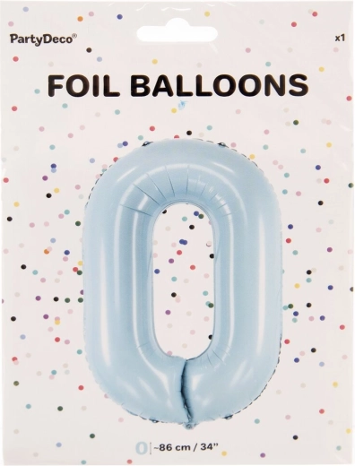Foliowy balon cyfra 0 niebieski 86 cm