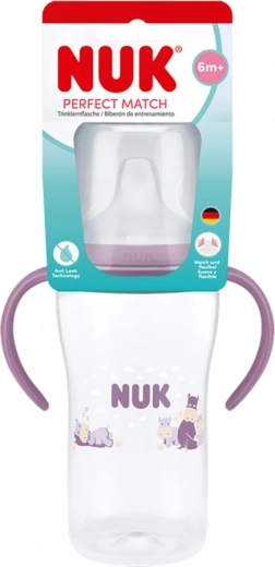 Butelka niemowlęca NUK Perfect Match – butelka do nauki picia z ustnikiem hippo 260 ml